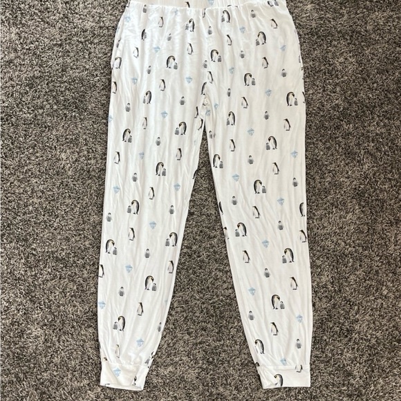 KYTE BABY Women’s Bamboo Jogger Pajama Lounge Pants White with Penguins LARGE - Picture 2 of 6